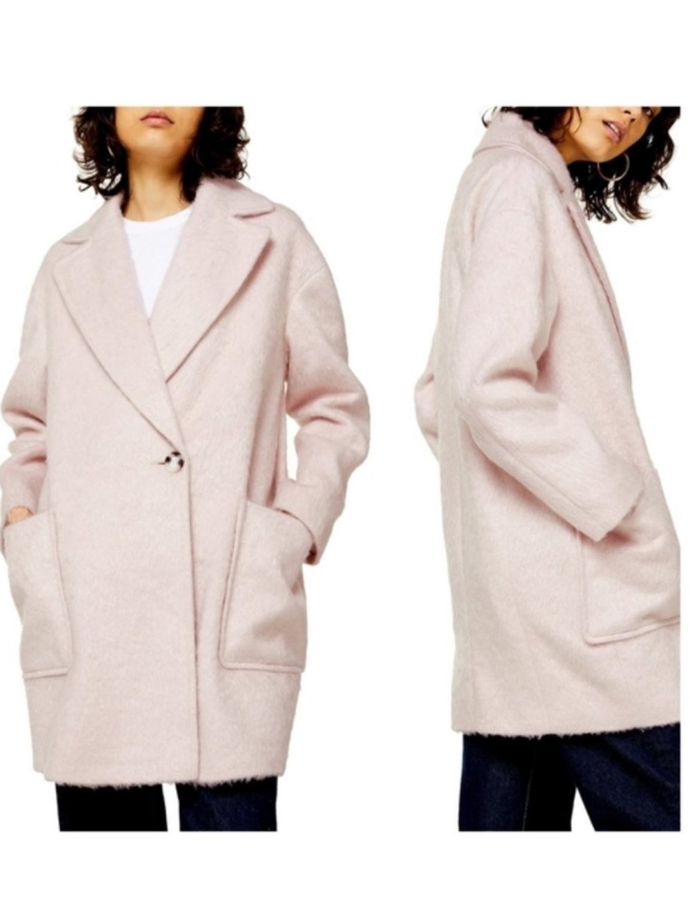 TOPSHOP size 12 Nordstrom Pink Carly Oversized Single-Breasted Pocket NEW $125